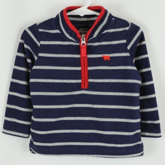 Carter's Other - Carter's Infant 24 Months Blue & Gray Striped Fleece 1/4 Zip Pullover Jacket